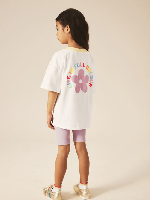 Dsiney Kidz - Little Bird by Jools Oliver Rainbow Print T-Shirt & Ribbed Cycling Shorts Set image 1