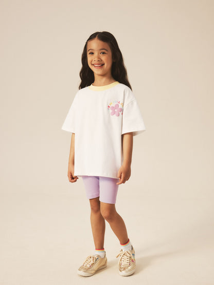 Little Bird by Jools Oliver Rainbow Print T-Shirt & Ribbed Cycling Shorts Set image 3