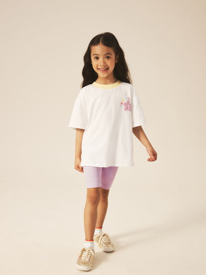 Little Bird by Jools Oliver Rainbow Print T-Shirt & Ribbed Cycling Shorts Set image 4