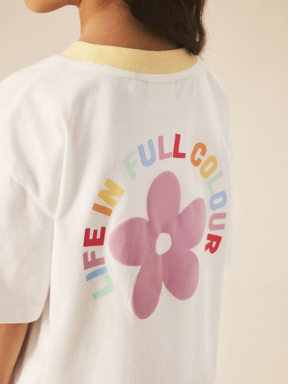 Little Bird by Jools Oliver Rainbow Print T-Shirt & Ribbed Cycling Shorts Set image 5