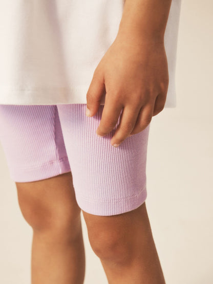 Little Bird by Jools Oliver Rainbow Print T-Shirt & Ribbed Cycling Shorts Set image 6