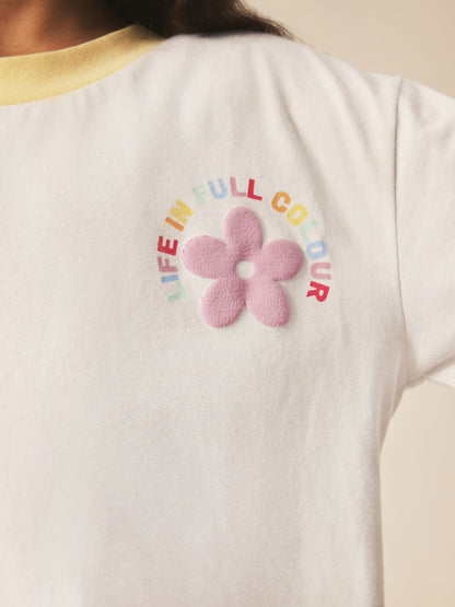 Little Bird by Jools Oliver Rainbow Print T-Shirt & Ribbed Cycling Shorts Set image 7