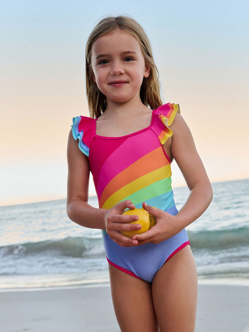 Dsiney Kidz - Little Bird by Jools Oliver Rainbow Swoosh Frill Strappy Swimsuit image 1