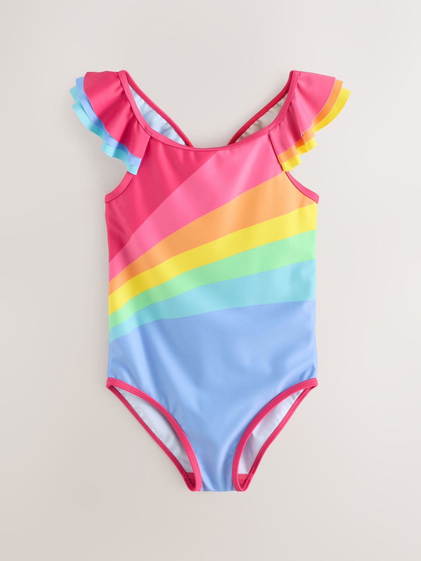 Little Bird by Jools Oliver Rainbow Swoosh Frill Strappy Swimsuit image 4
