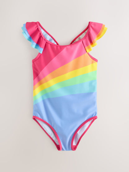 Little Bird by Jools Oliver Rainbow Swoosh Frill Strappy Swimsuit image 4