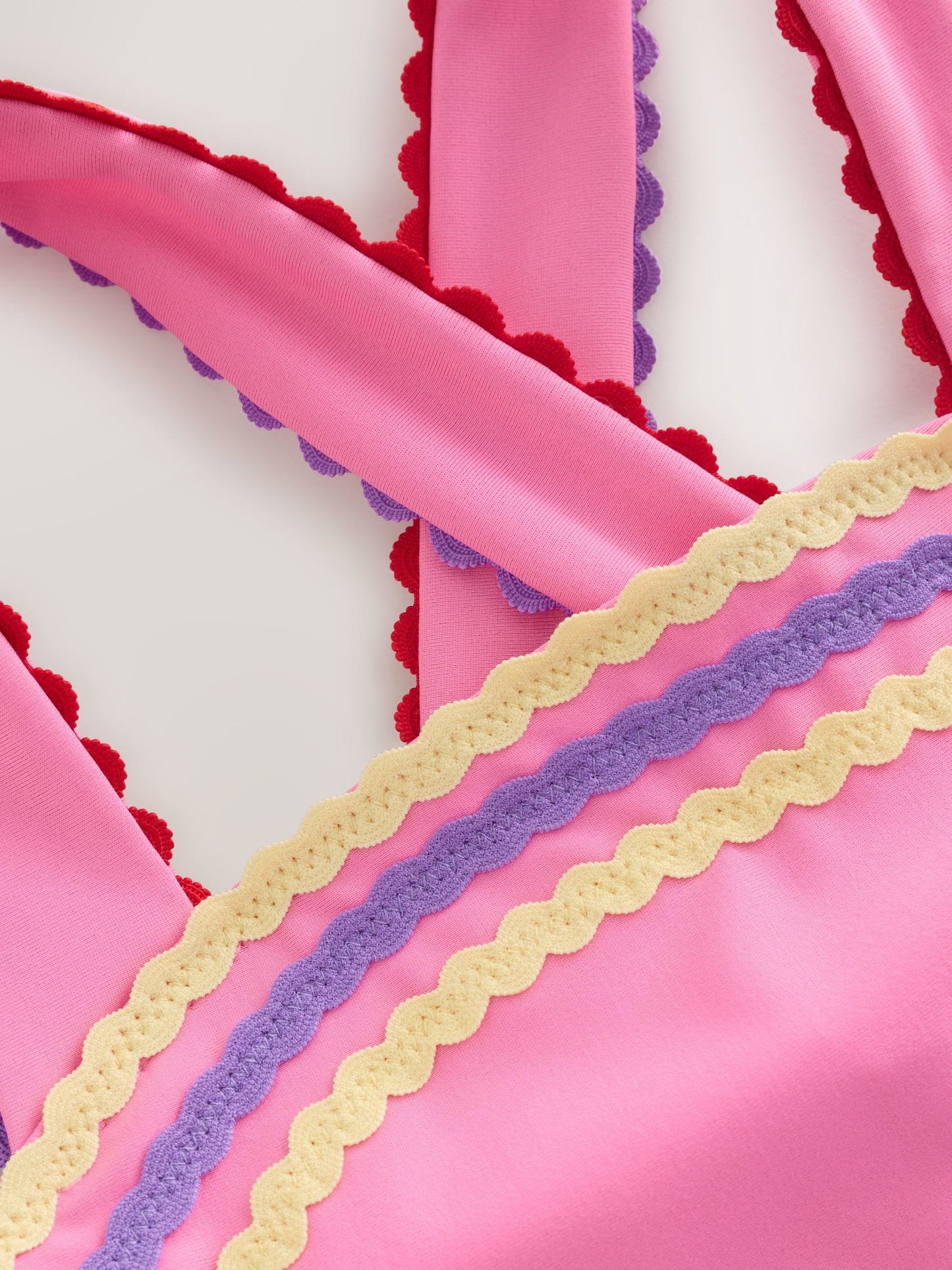 Little Bird by Jools Oliver Pink Rainbow Frill Strappy Swimsuit image 4