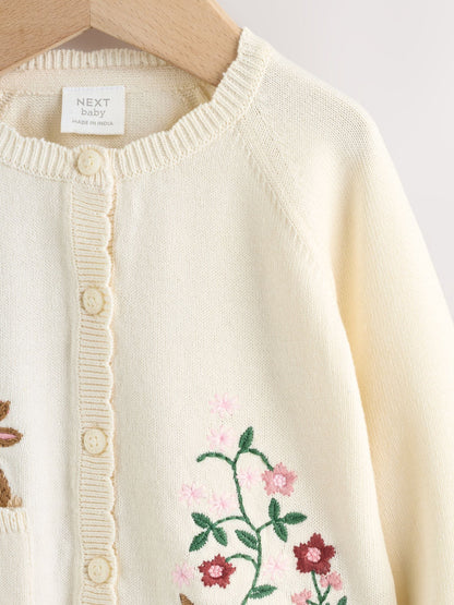 Dsiney Kidz - Natural Embroidered Baby Bunny Cardigan (0mths-3yrs) image 3