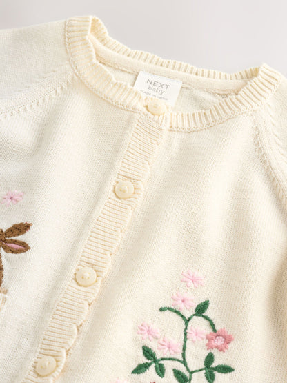 Dsiney Kidz - Natural Embroidered Baby Bunny Cardigan (0mths-3yrs) image 4