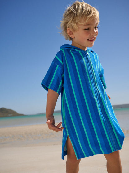 Blue/Green Stripe Towelling Zip Through Cover-Up (3mths-7yrs) image 2