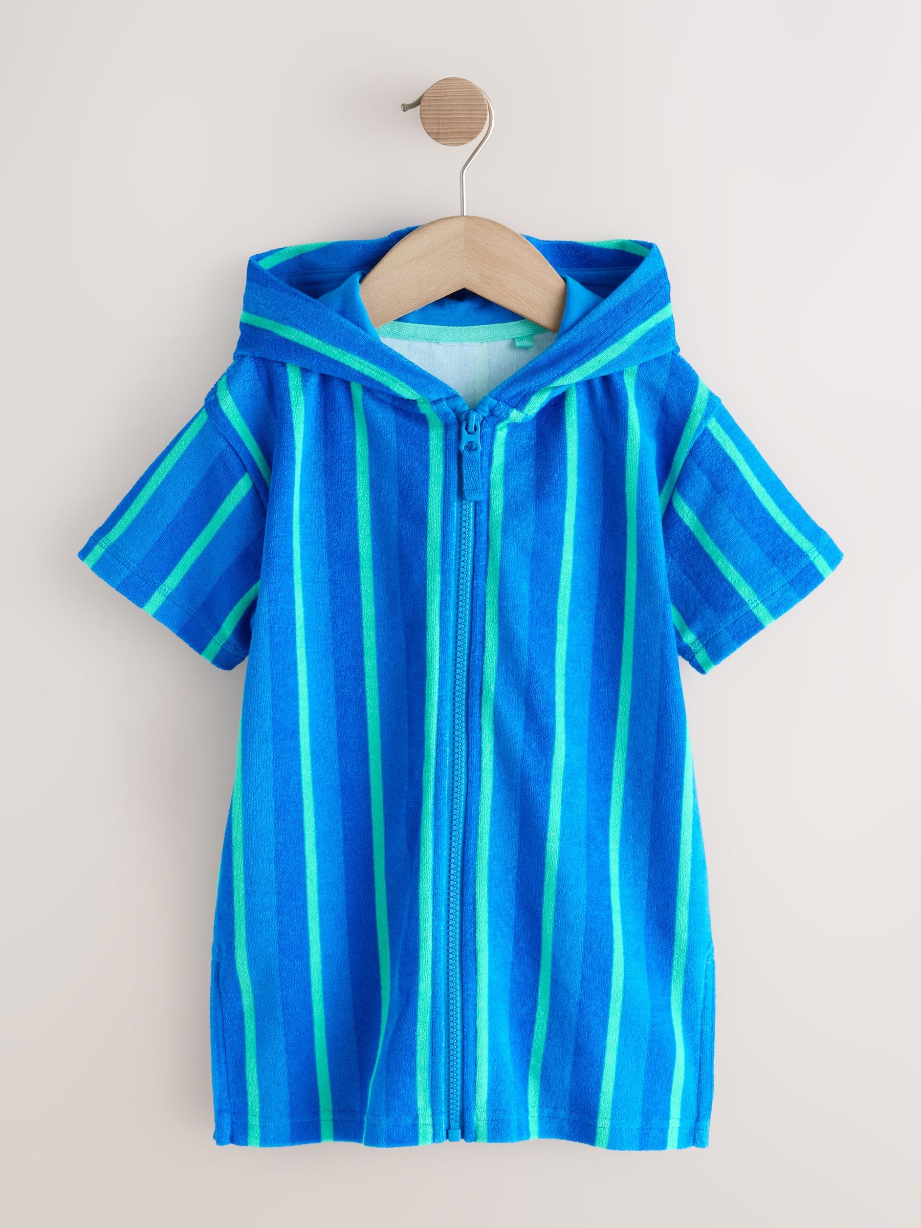 Blue/Green Stripe Towelling Zip Through Cover-Up (3mths-7yrs) image 5