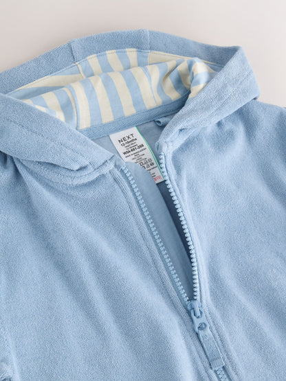 Blue Towelling Zip Through Cover-Up (3mths-7yrs) image 3