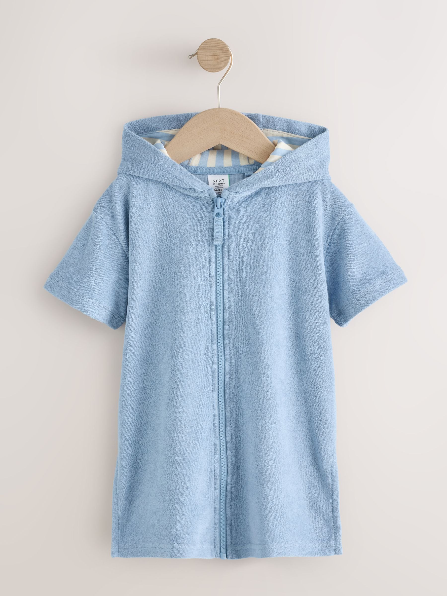 Blue Towelling Zip Through Cover-Up (3mths-7yrs) image 1