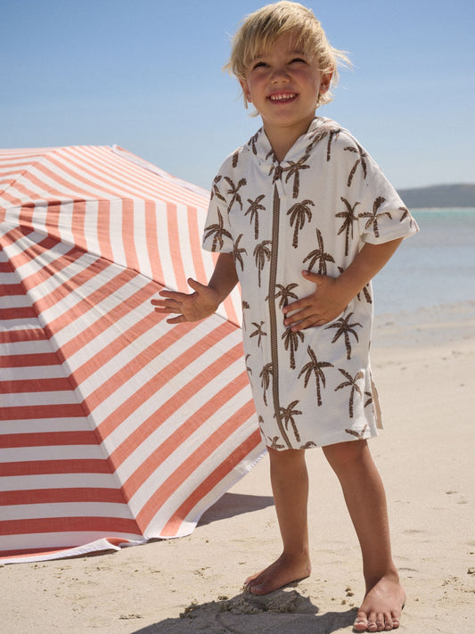 Neutral Palm Towelling Zip Through Cover-Up (3mths-7yrs) image 1