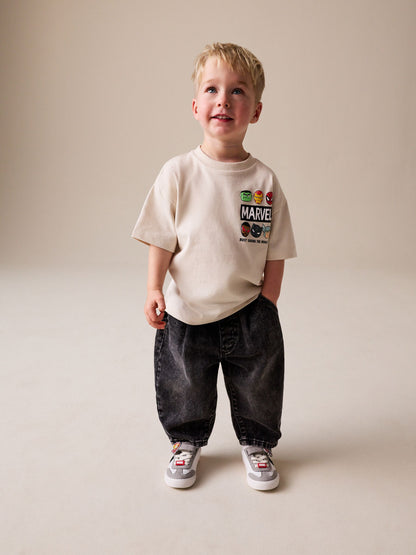 Light Grey Marvel Short Sleeve Cotton T-Shirt (6mths-8yrs) image 3