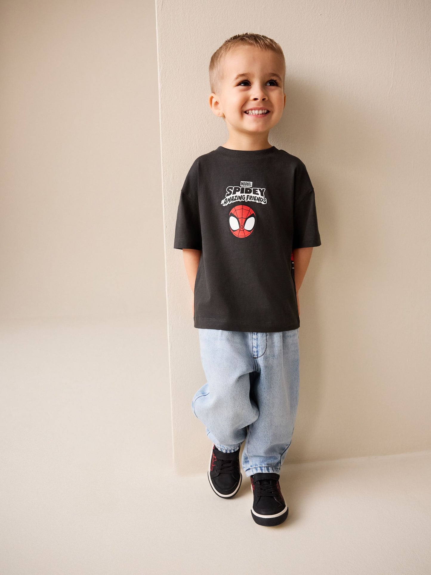 Charcoal Grey Spidey Marvel Short Sleeve Cotton T-Shirt (3mths-8yrs) image 2