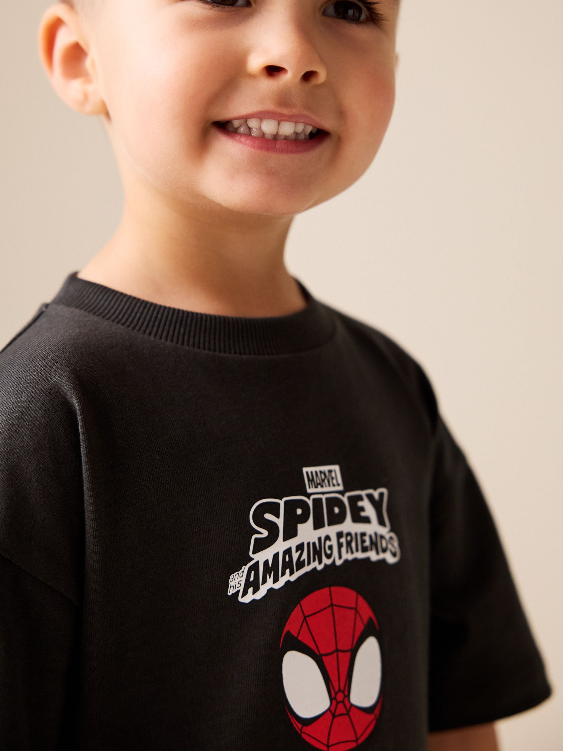 Charcoal Grey Spidey Marvel Short Sleeve Cotton T-Shirt (3mths-8yrs) image 3