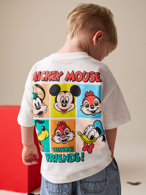 White Printed Mickey Mouse Short Sleeve T-Shirt (3mths-8yrs) image 1