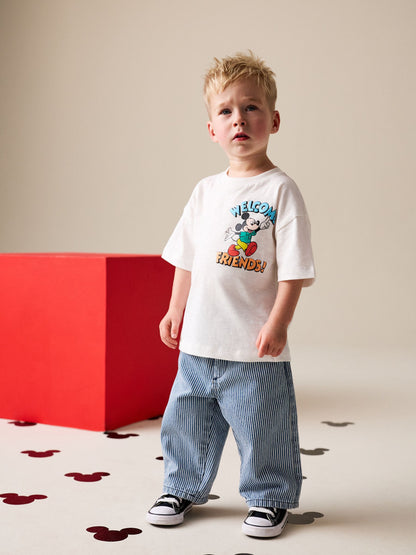 White Printed Mickey Mouse Short Sleeve T-Shirt (3mths-8yrs) image 3