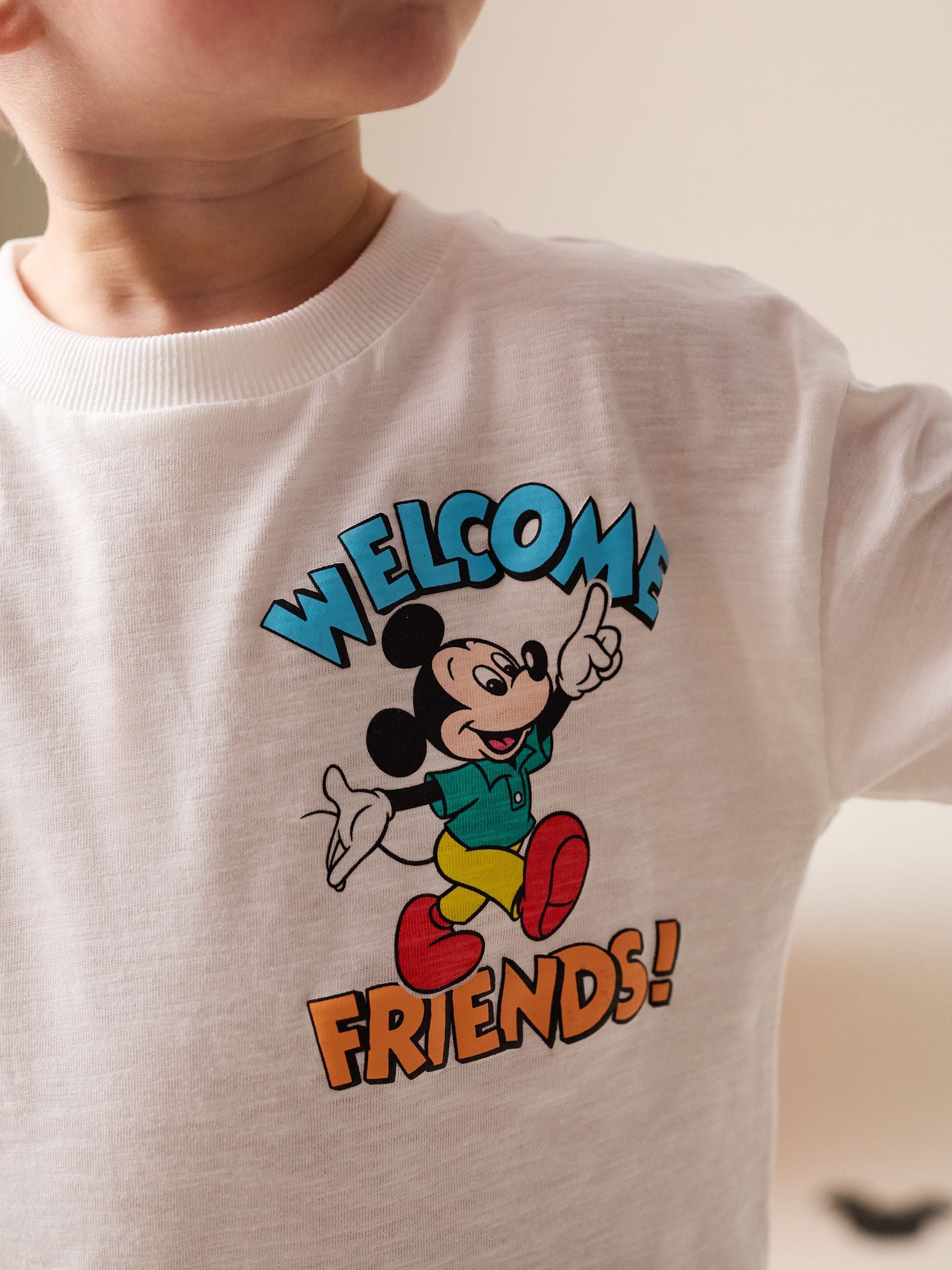 White Printed Mickey Mouse Short Sleeve T-Shirt (3mths-8yrs) image 4