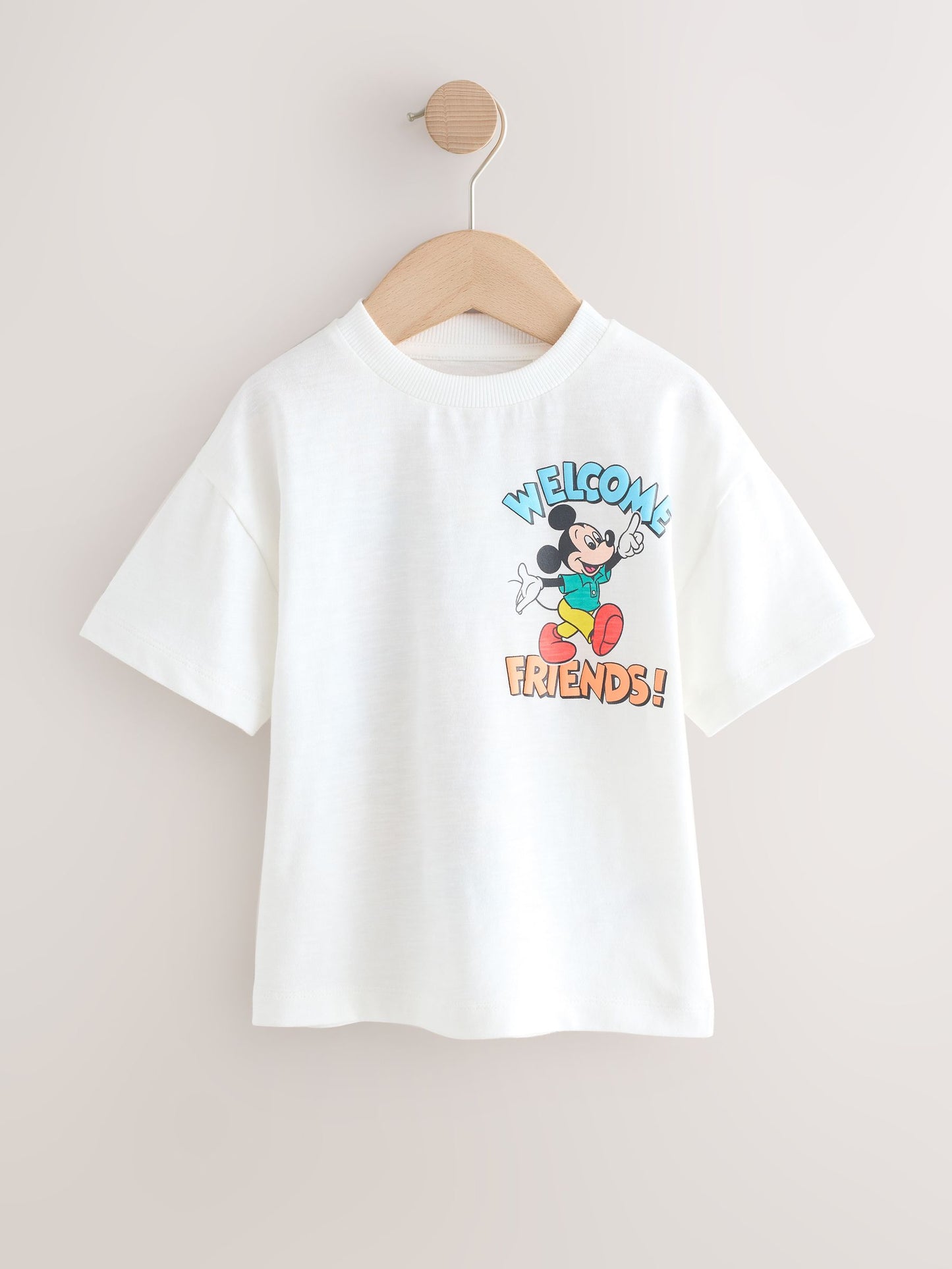 White Printed Mickey Mouse Short Sleeve T-Shirt (3mths-8yrs) image 5