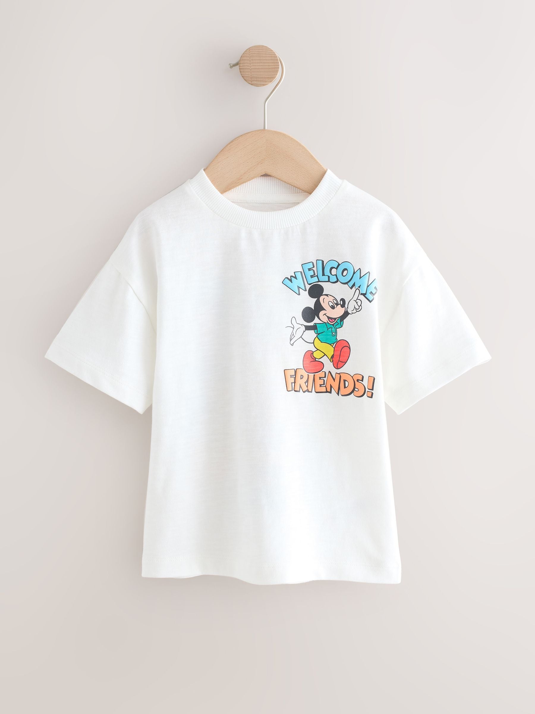 White Printed Mickey Mouse Short Sleeve T-Shirt (3mths-8yrs) image 5
