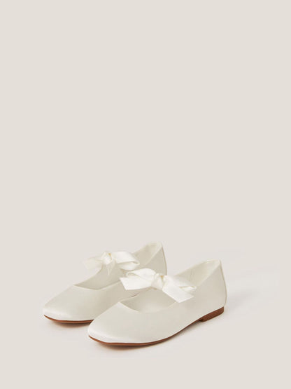 Monsoon Natural Satin Bow Ballet Flats image 2