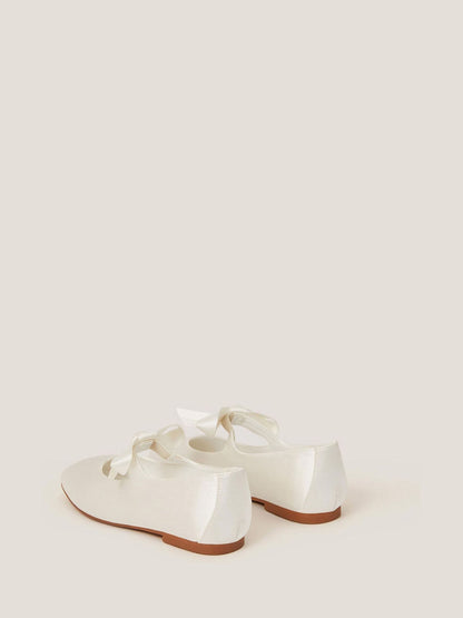 Monsoon Natural Satin Bow Ballet Flats image 3