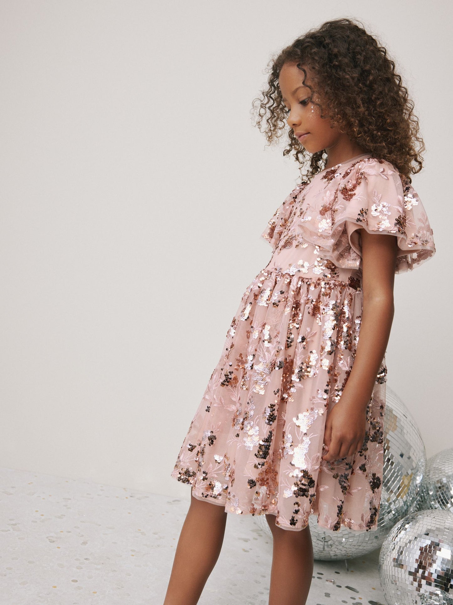 Gold Sequin Party Dress (3-16yrs) image 4