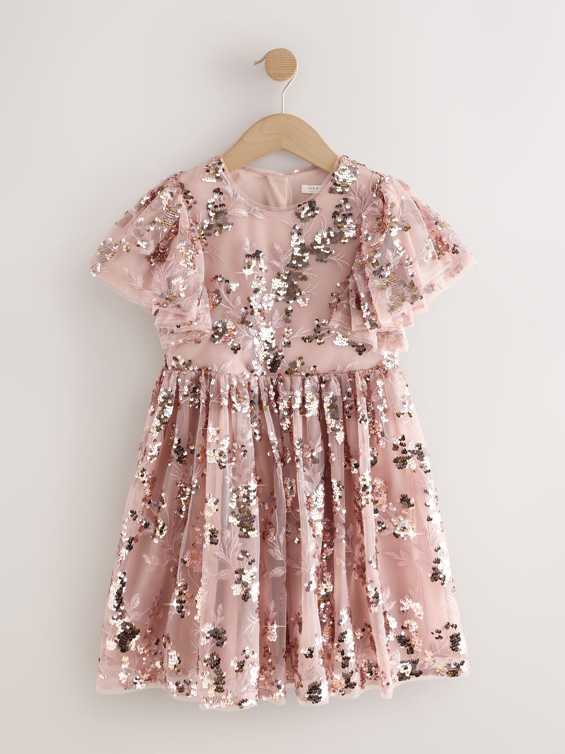 Gold Sequin Party Dress (3-16yrs) image 7