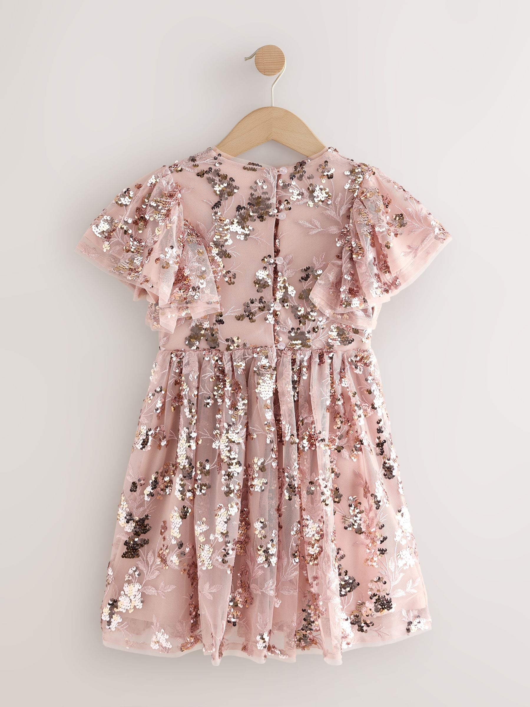Gold Sequin Party Dress (3-16yrs) image 8