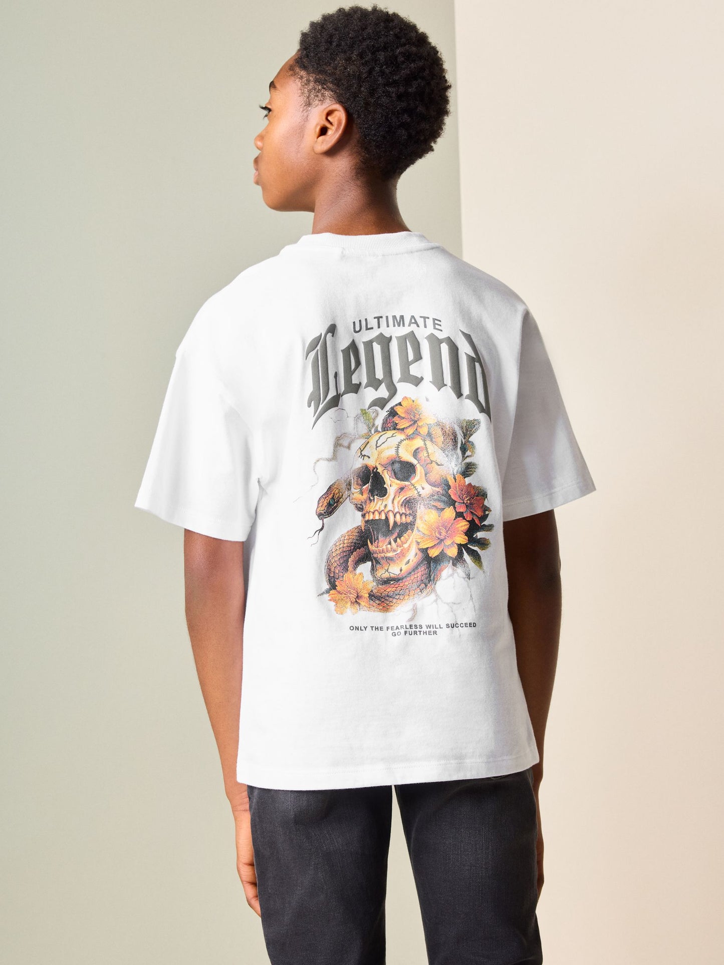 Dsiney Kidz - White Skull Back Print Short Sleeve Graphic T-Shirt (3-16yrs) image 1