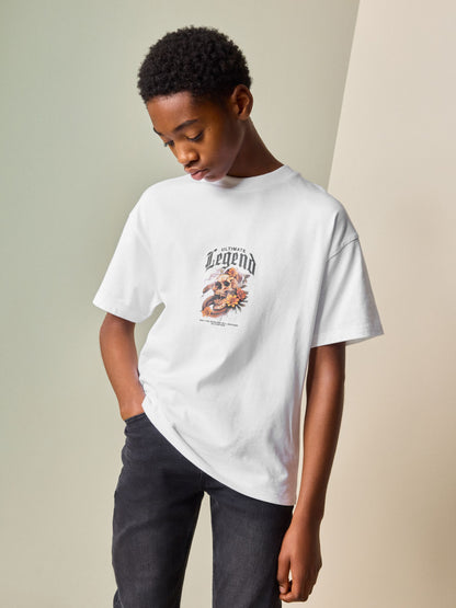 Dsiney Kidz - White Skull Back Print Short Sleeve Graphic T-Shirt (3-16yrs) image 2