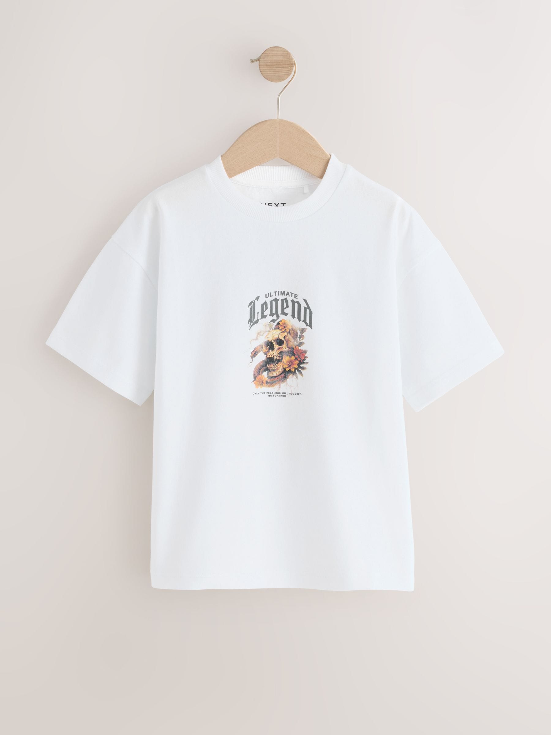 Dsiney Kidz - White Skull Back Print Short Sleeve Graphic T-Shirt (3-16yrs) image 4