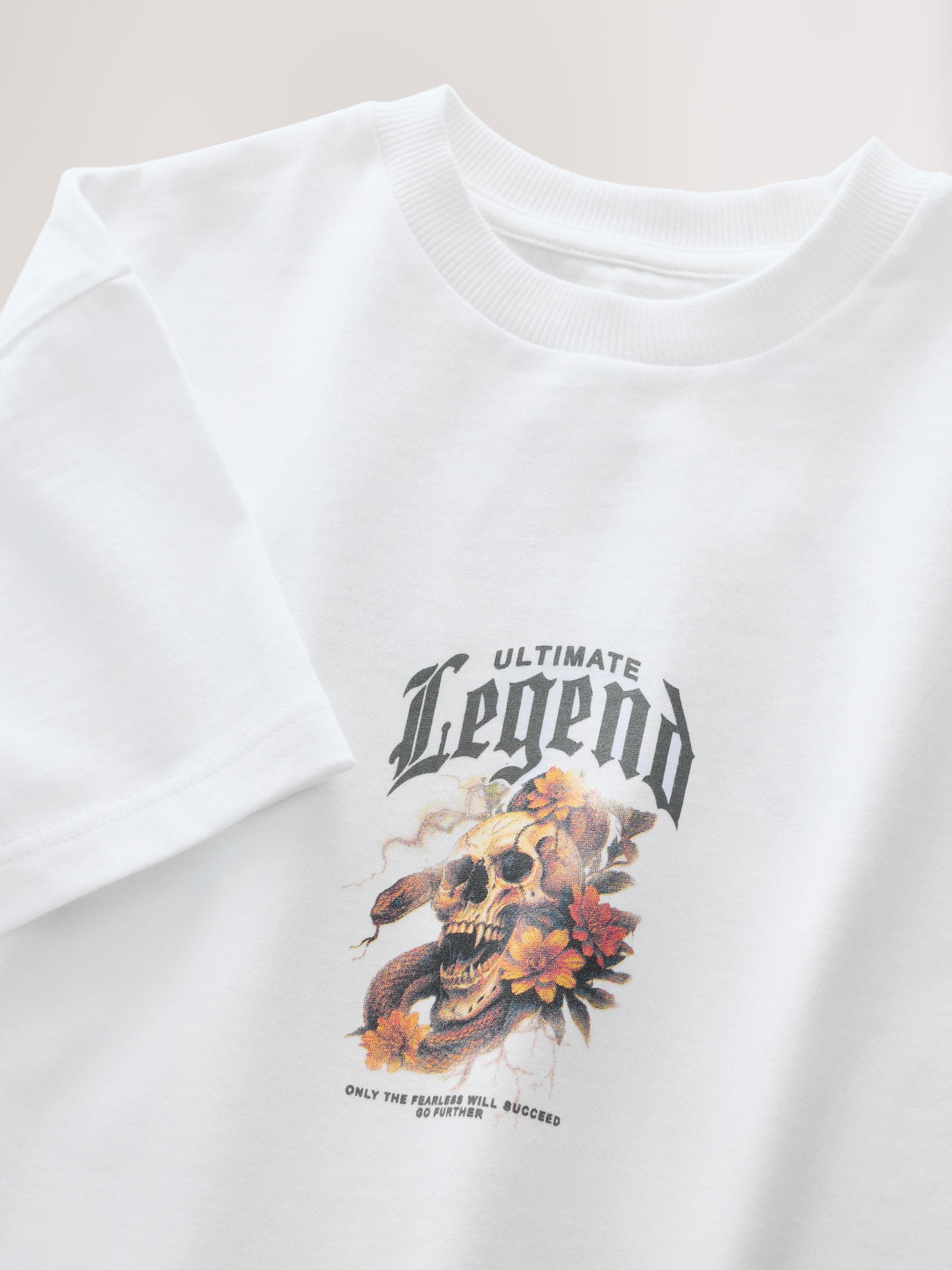 Dsiney Kidz - White Skull Back Print Short Sleeve Graphic T-Shirt (3-16yrs) image 6