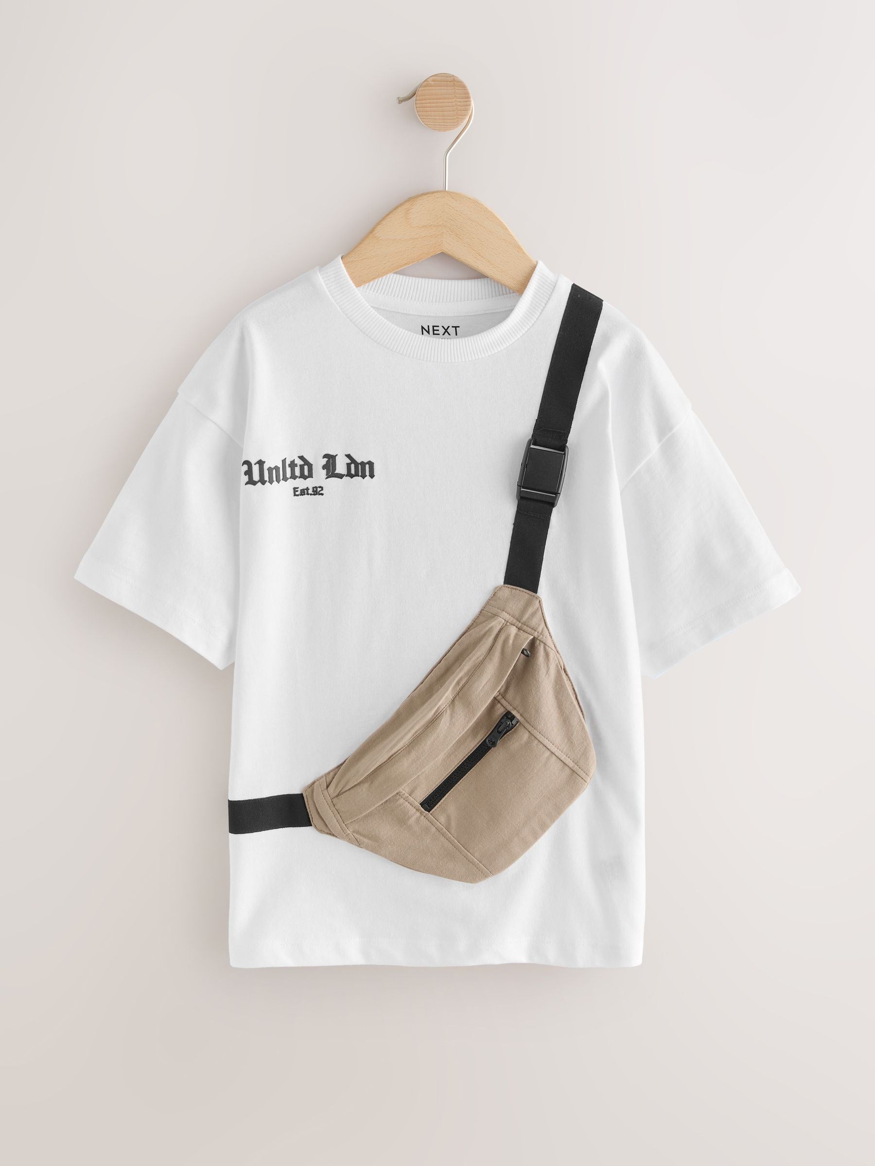 Dsiney Kidz - White/Cement Bag Pocket Short Sleeve T-Shirt (3-16yrs) image 1