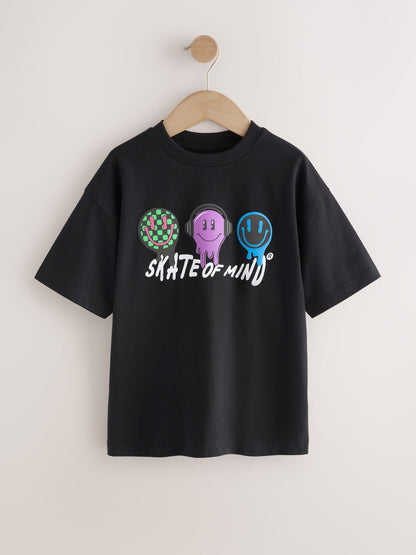 Dsiney Kidz - Black Skate of Mind Short Sleeve Graphic T-Shirt (3-16yrs) image 1