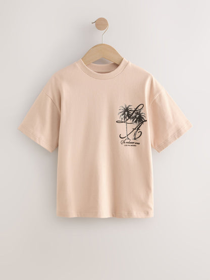 Dsiney Kidz - Navy/Stone/Brown Relaxed Fit Graphic Print Short Sleeve T-Shirts 3 Pack (3-16yrs) image 2