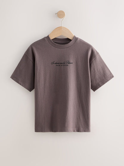 Dsiney Kidz - Navy/Stone/Brown Relaxed Fit Graphic Print Short Sleeve T-Shirts 3 Pack (3-16yrs) image 5