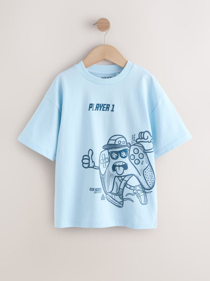 Dsiney Kidz - Red/Blue/Cement Relaxed Fit Graphic Print Short Sleeve T-Shirts 3 Pack (3-16yrs) image 2