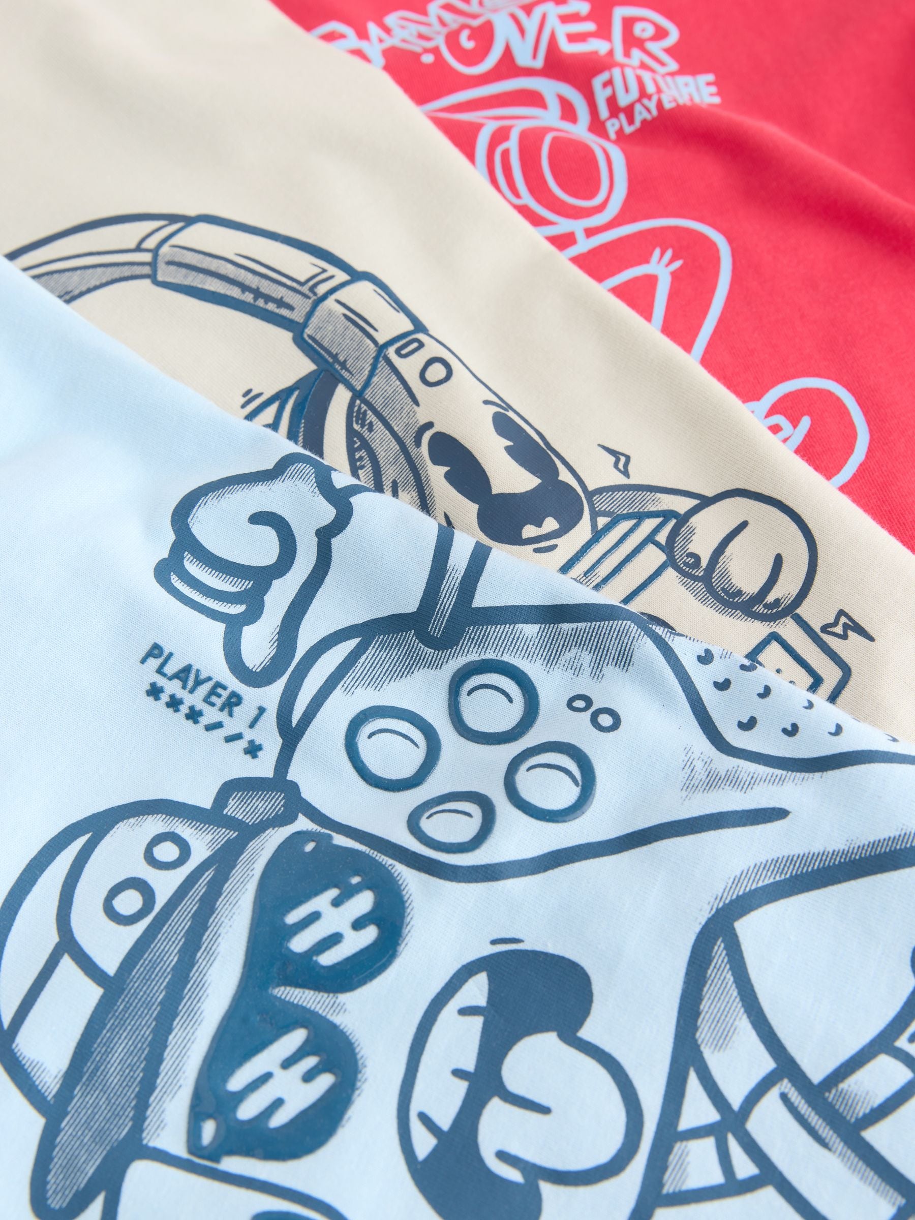 Dsiney Kidz - Red/Blue/Cement Relaxed Fit Graphic Print Short Sleeve T-Shirts 3 Pack (3-16yrs) image 7