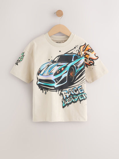 Dsiney Kidz - Blue/Ecru/White Relaxed Fit Graphic Print Short Sleeve T-Shirts 3 Pack (3-16yrs) image 10