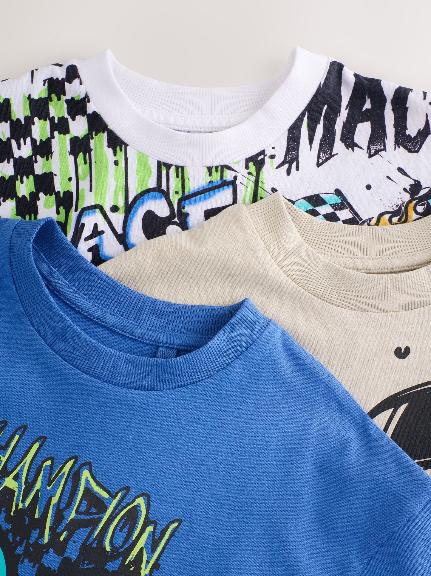 Dsiney Kidz - Blue/Ecru/White Relaxed Fit Graphic Print Short Sleeve T-Shirts 3 Pack (3-16yrs) image 5