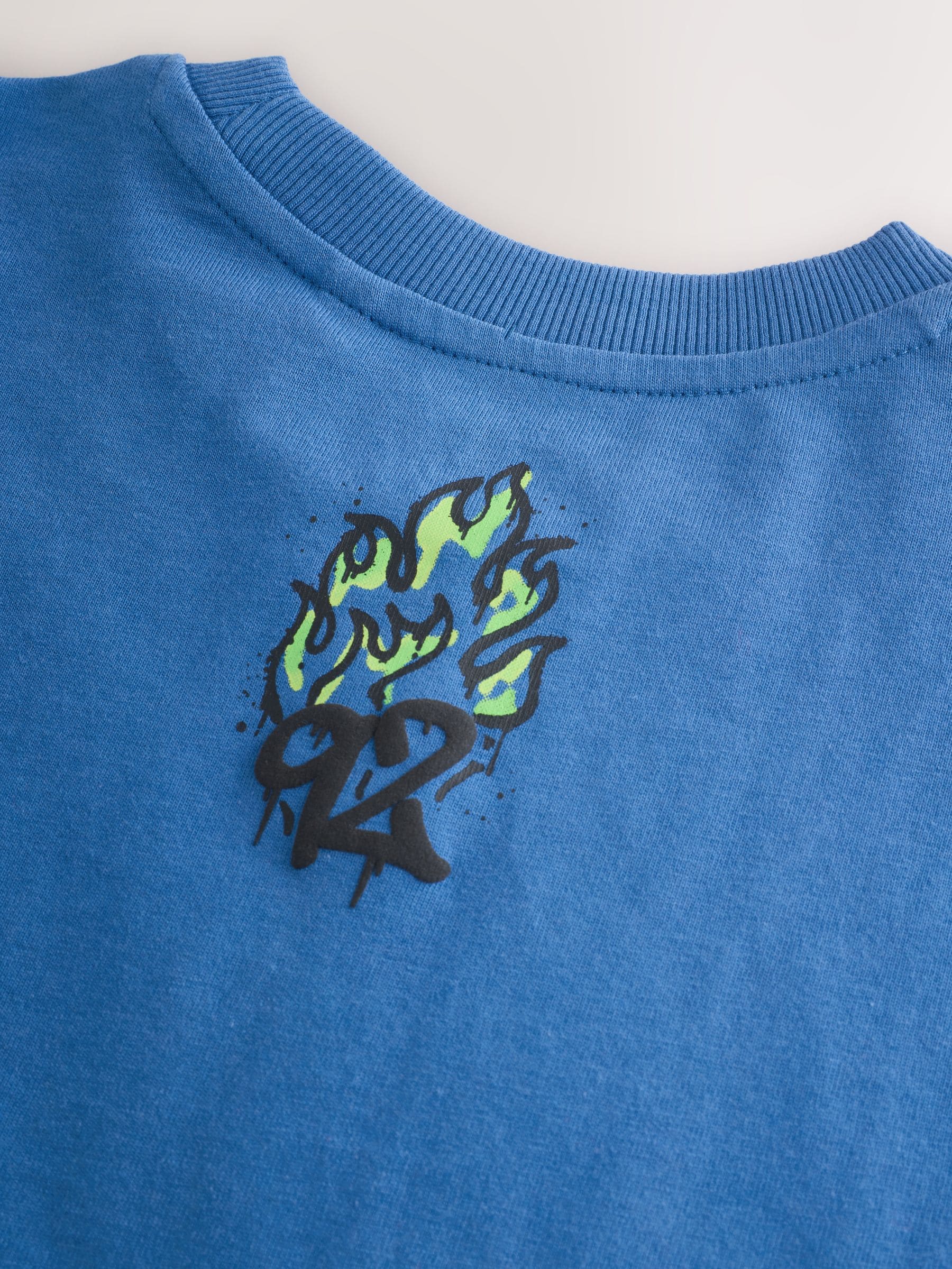 Dsiney Kidz - Blue/Ecru/White Relaxed Fit Graphic Print Short Sleeve T-Shirts 3 Pack (3-16yrs) image 8