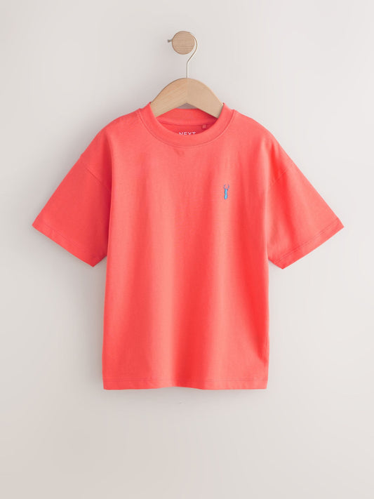 Dsiney Kidz - Green/Ecru/Coral/Purple Short Sleeve Stag Embroidered T-Shirts 4 Pack (3-16yrs) image 2