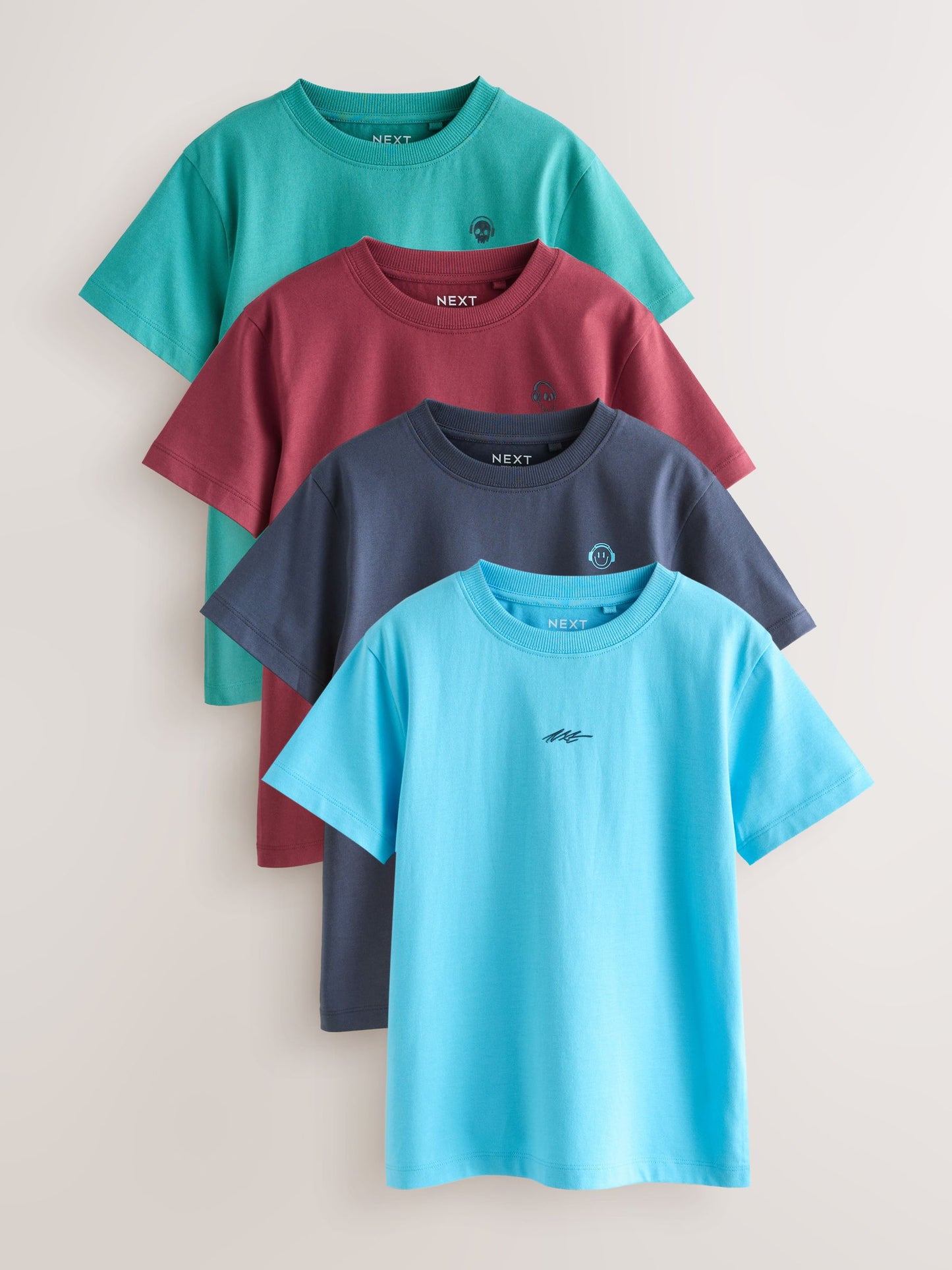 Dsiney Kidz - Blue/Green/Red/Navy Regular Fit Short Sleeve Logo Chest Graphic T-Shirts 4 Pack (3-16yrs) image 1