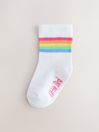Little Bird by Jools Oliver White Pastel Rainbow Stripe Socks Baby 5 Pack image 2