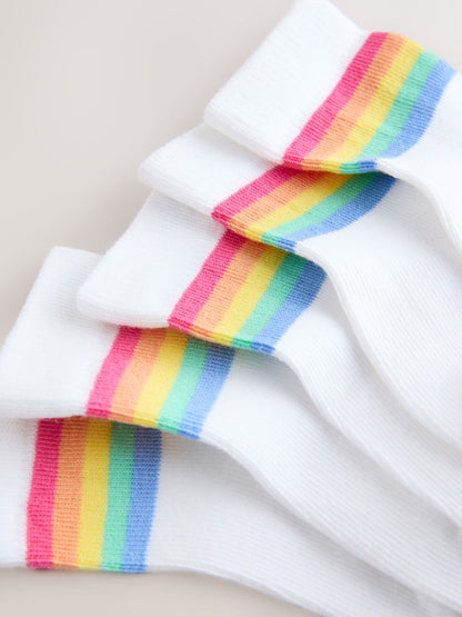 Little Bird by Jools Oliver White Pastel Rainbow Stripe Socks Baby 5 Pack image 4