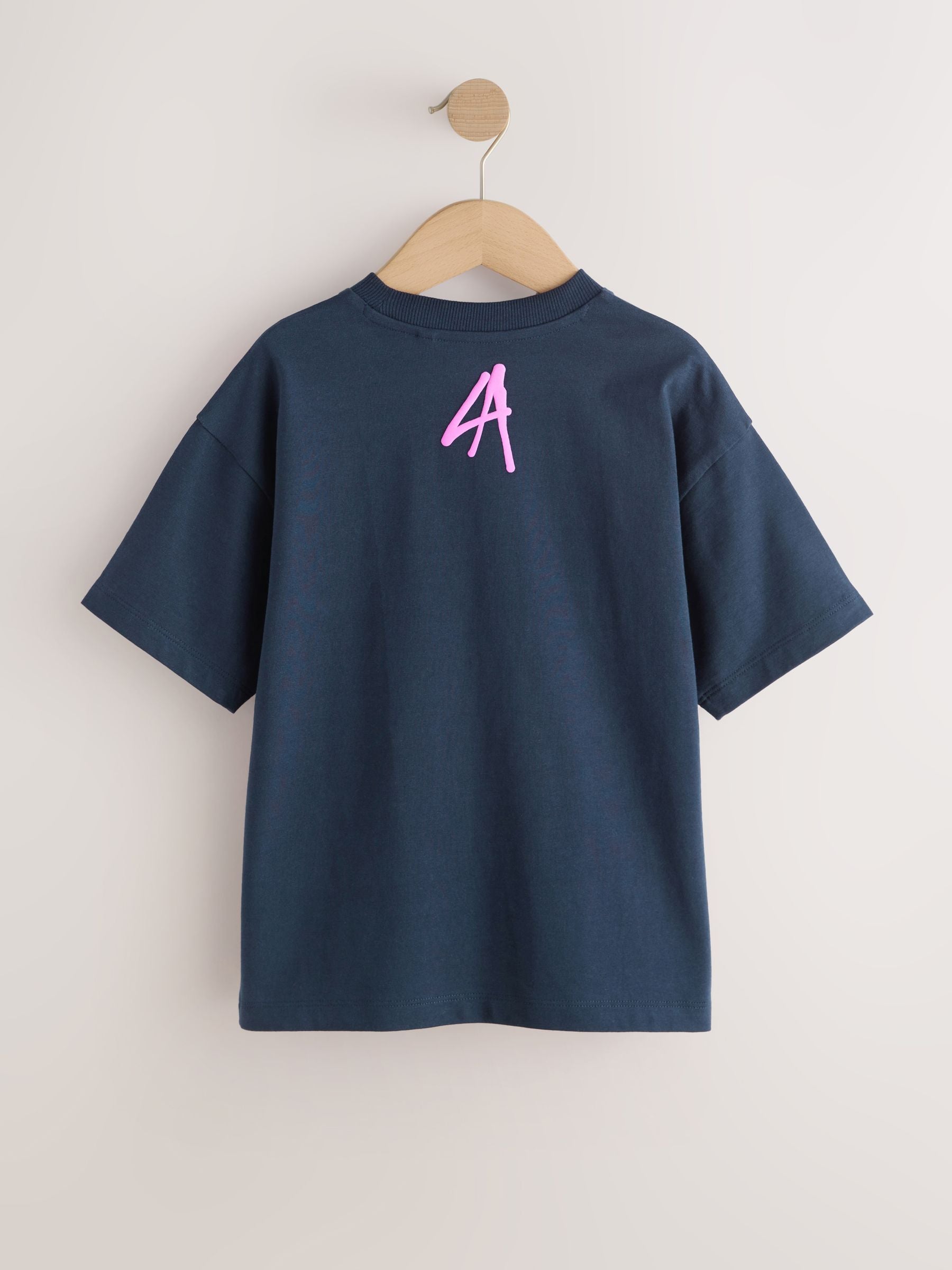 Dsiney Kidz - Navy Graffiti Skull Short Sleeve Graphic T-Shirt (3-16yrs) image 5