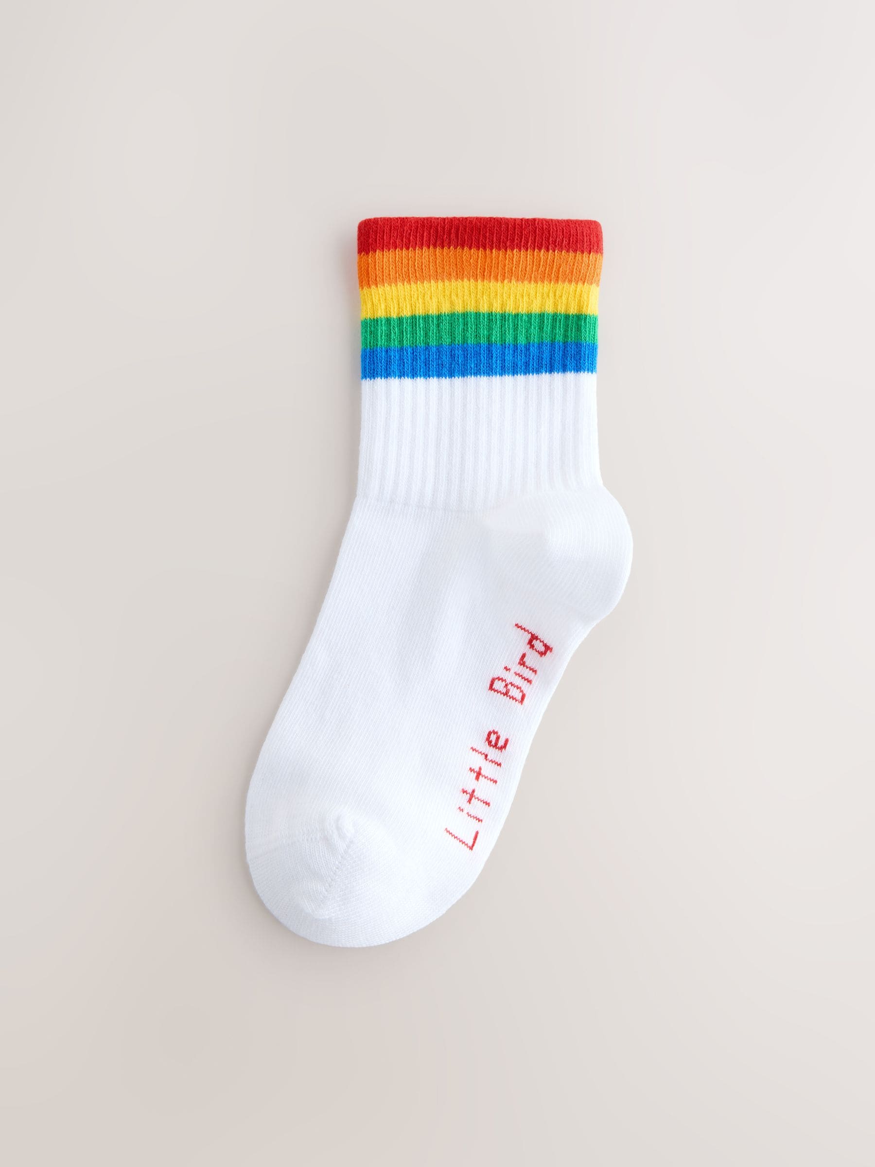 Little Bird by Jools Oliver White Bright Rainbow Stripe Ankle Socks 3 Pack image 2