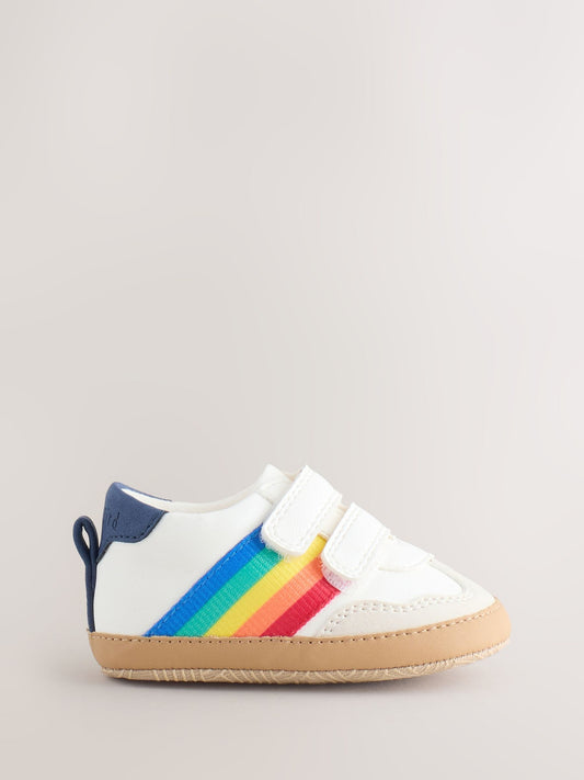 Little Bird by Jools Oliver White Rainbow Tape Gum Sole Trainers Padders image 2